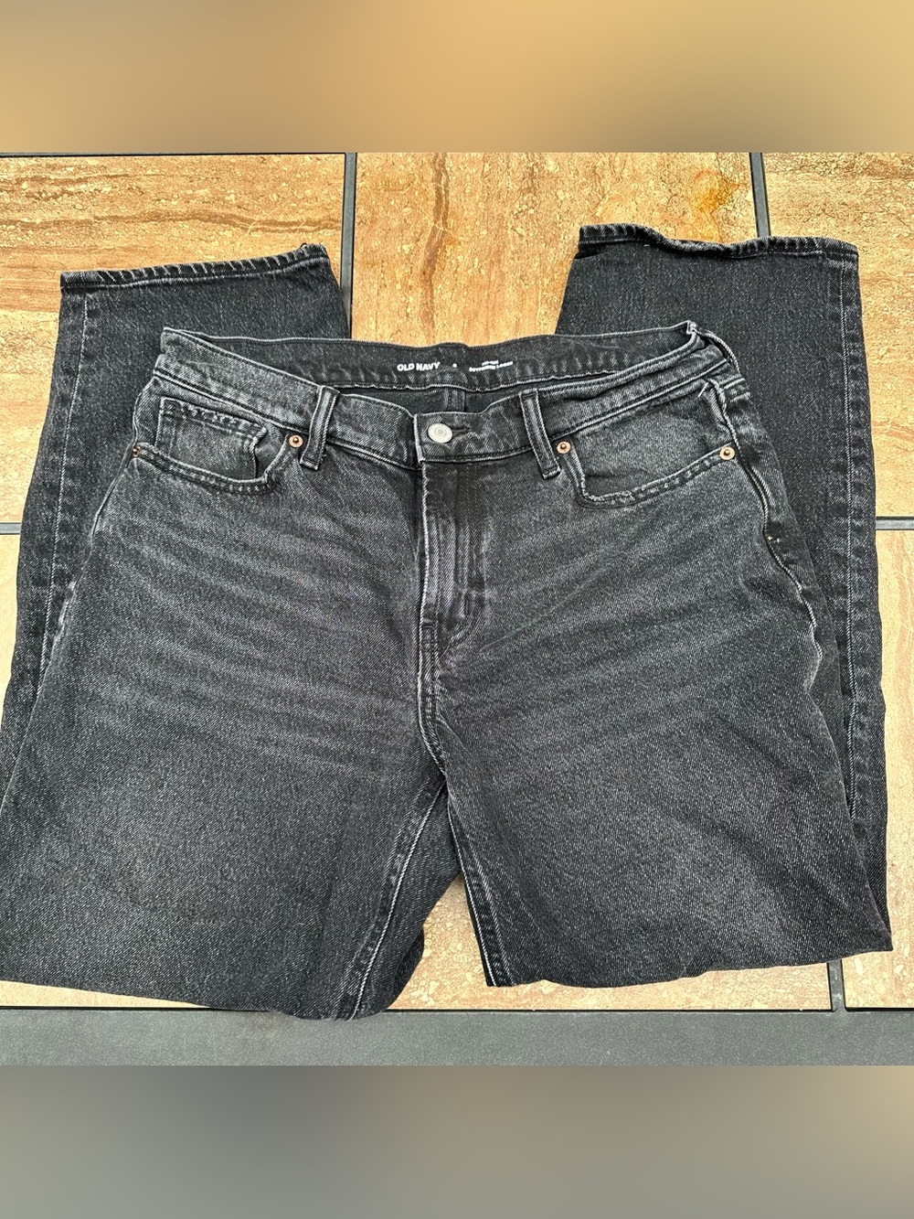 Old Navy  Charcoal Black Straight-Leg Jeans boyfriend loose size 8